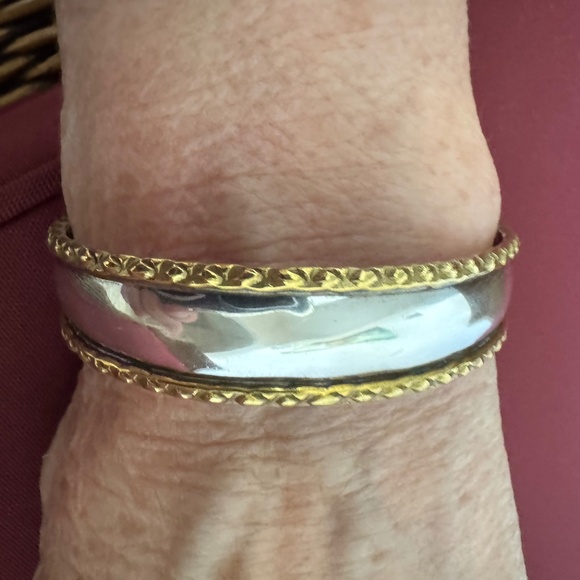 STERLING SILVER AND GOLD TONE CUFF - Picture 1 of 9